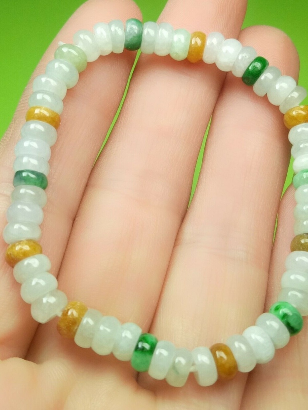 Certified 3 Color Natural A Jade Jadeite Circle Bead 路路通 Stretchy Bracelet